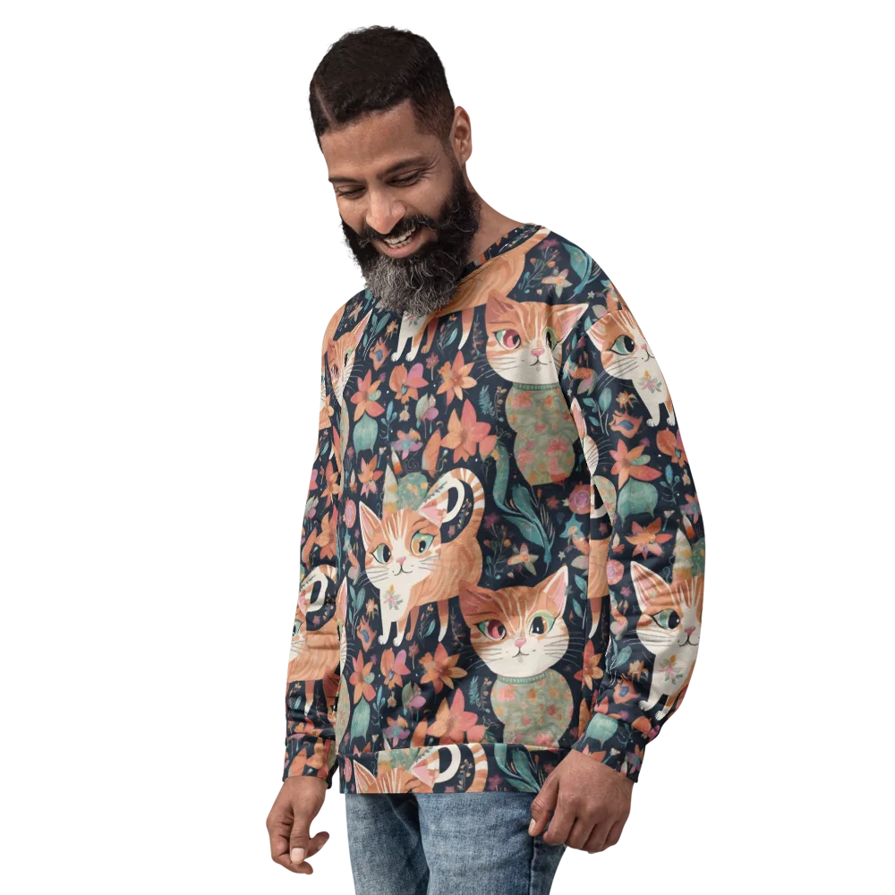 Moonlit Cat Garden on Sweatshirt — Left Front