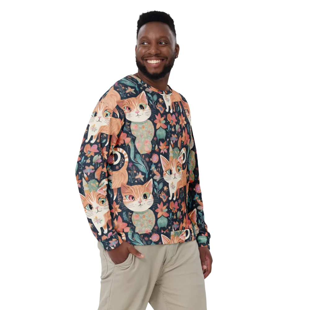 Moonlit Cat Garden on Sweatshirt — Front