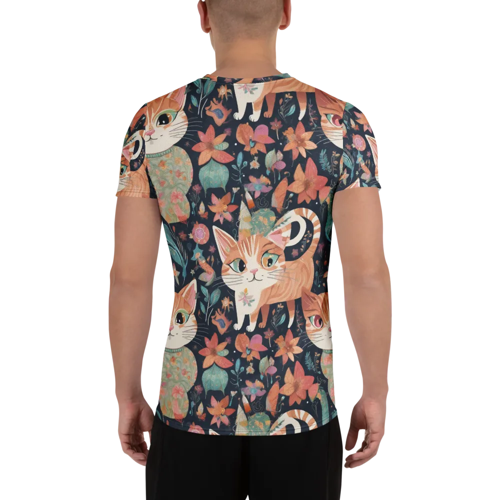 Moonlit Cat Garden on Men's Athletic T-Shirt — Back