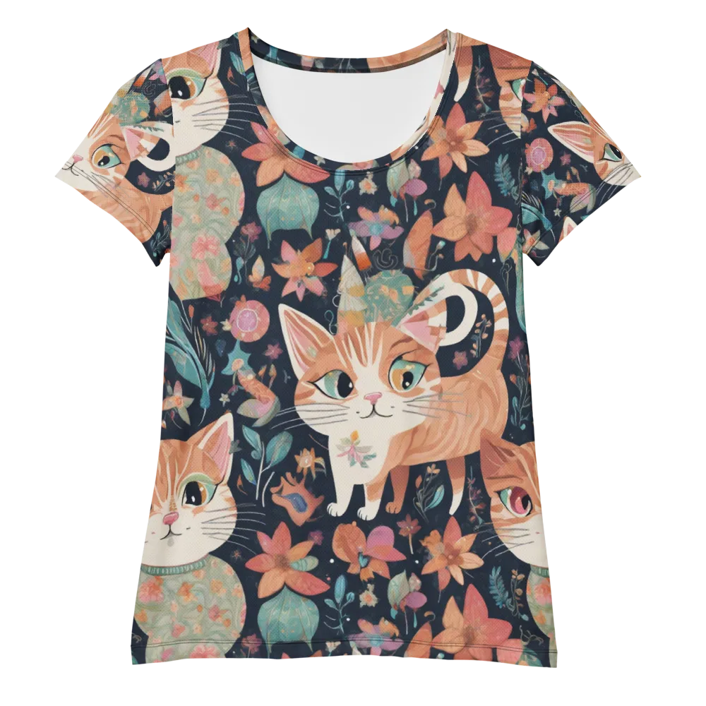 Moonlit Cat Garden on Women's Athletic T-Shirt — Front