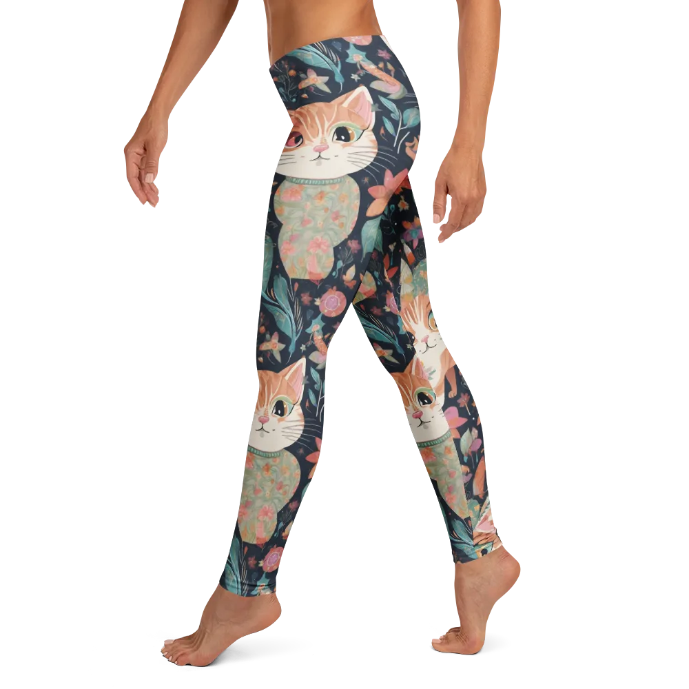 Moonlit Cat Garden on Leggings — Left