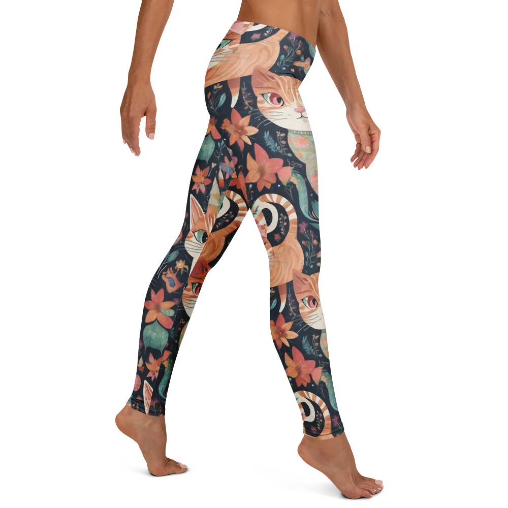 Moonlit Cat Garden on Leggings — Right