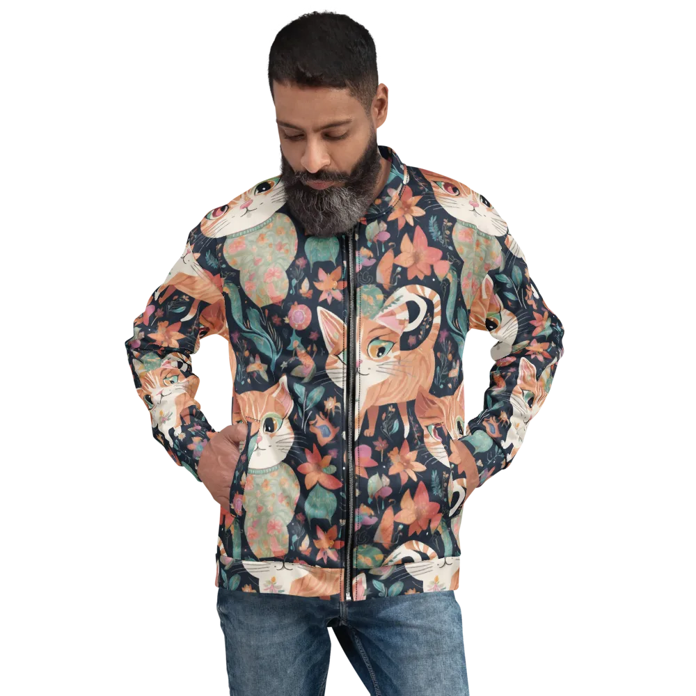 Moonlit Cat Garden on Bomber Jacket — Front
