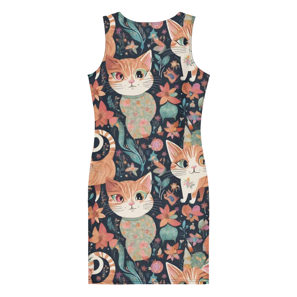 Moonlit Cat Garden on Bodycon Dress — Back