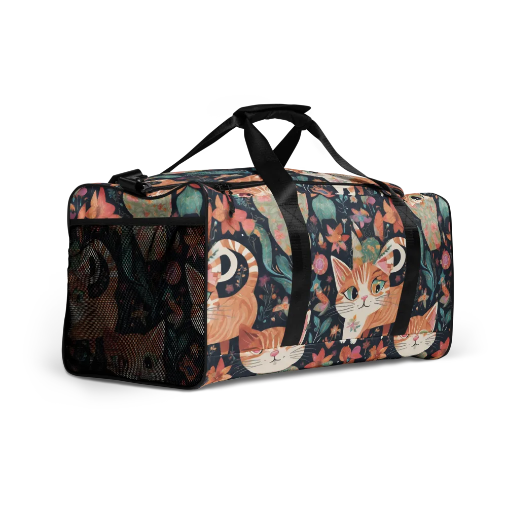 Moonlit Cat Garden on Duffle Bag — Right Front