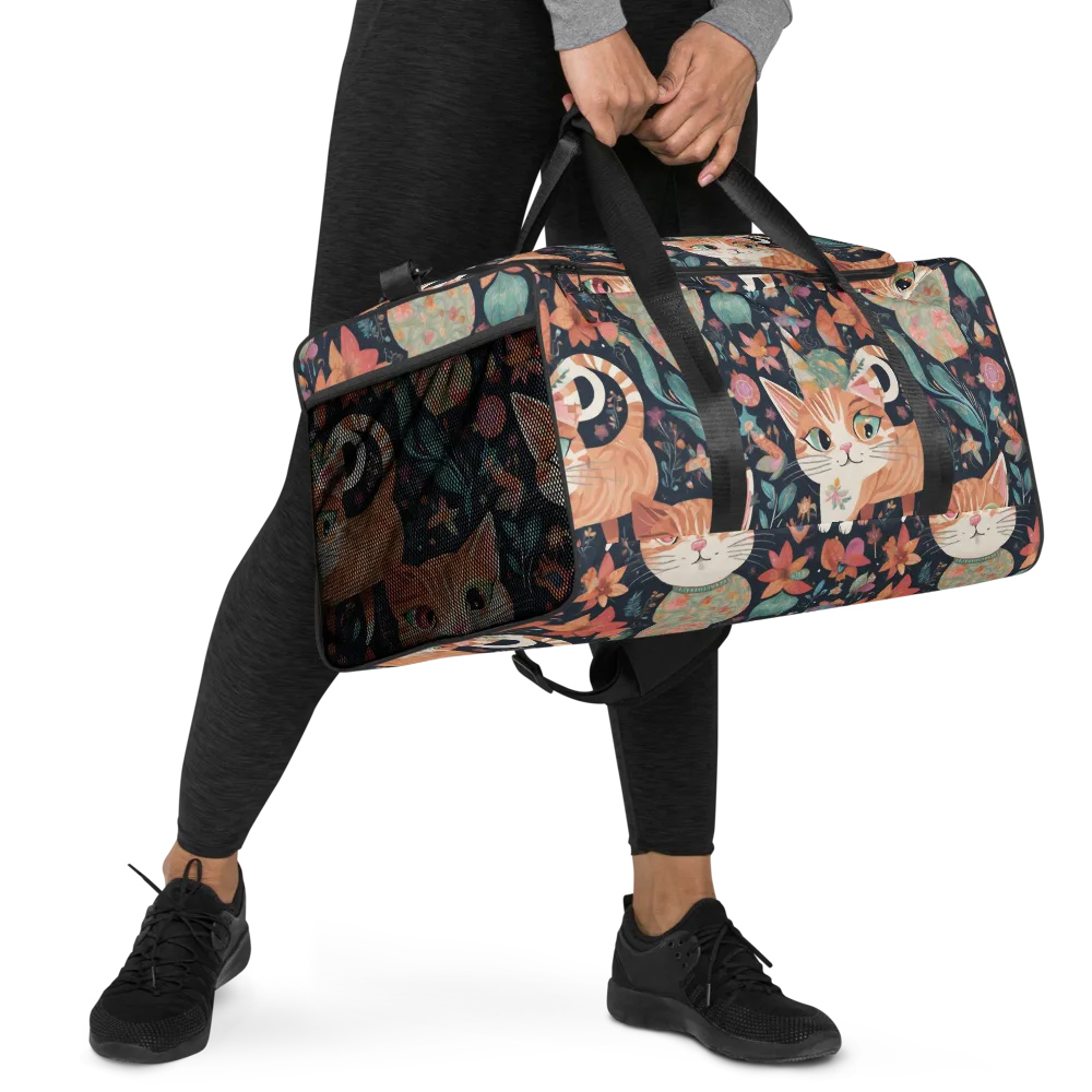 Moonlit Cat Garden on Duffle Bag — Right Front