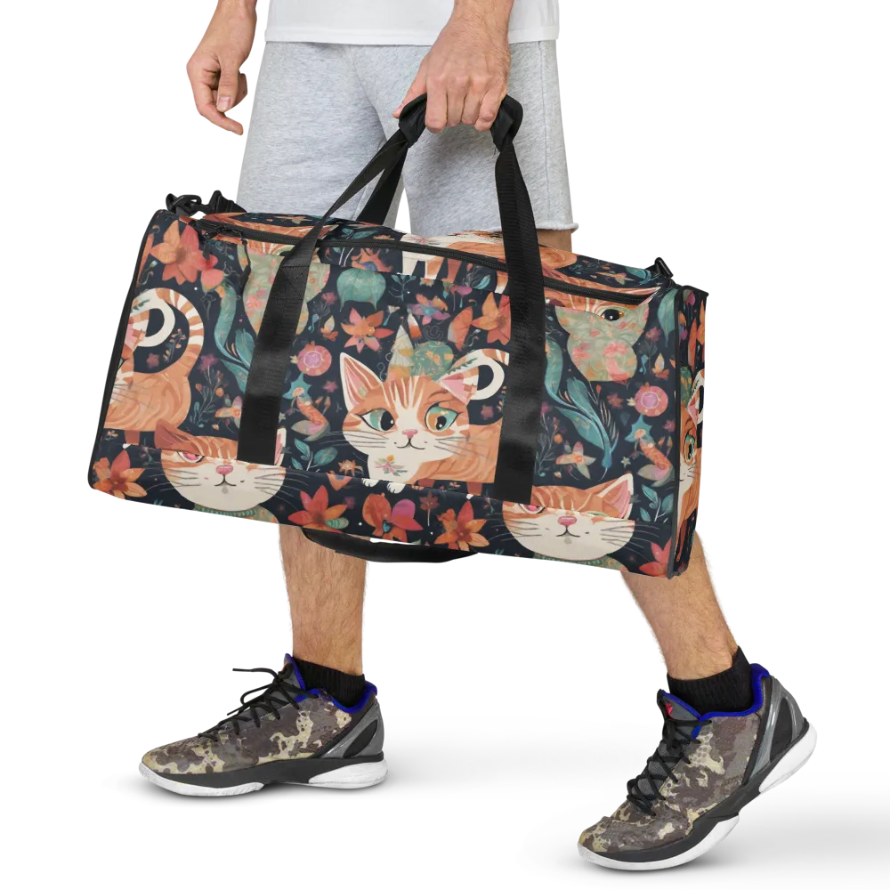 Moonlit Cat Garden on Duffle Bag — Front