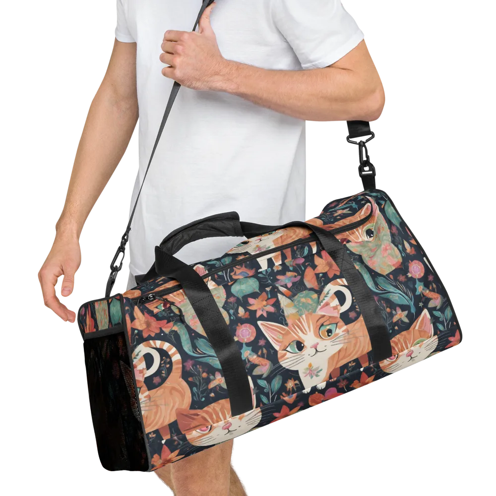 Moonlit Cat Garden on Duffle Bag — Right Front