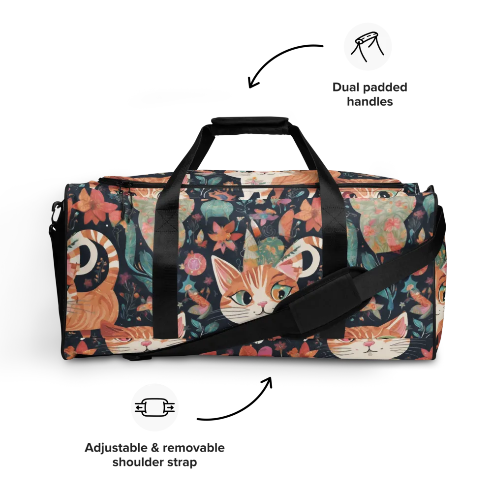 Moonlit Cat Garden on Duffle Bag — Front