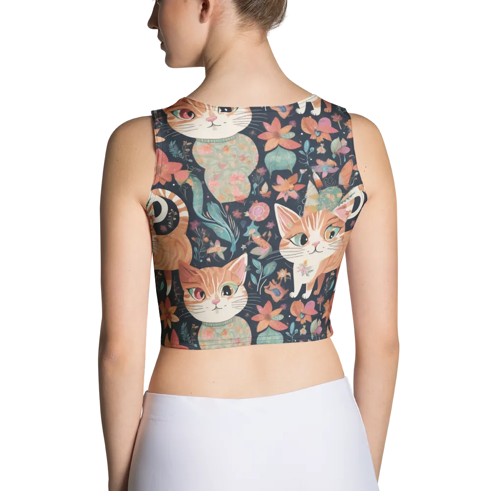 Moonlit Cat Garden on Crop Top — Back