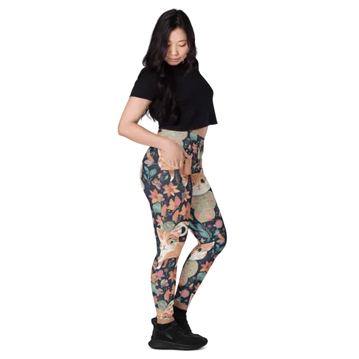 Moonlit Cat Garden on a Leggings with Pockets