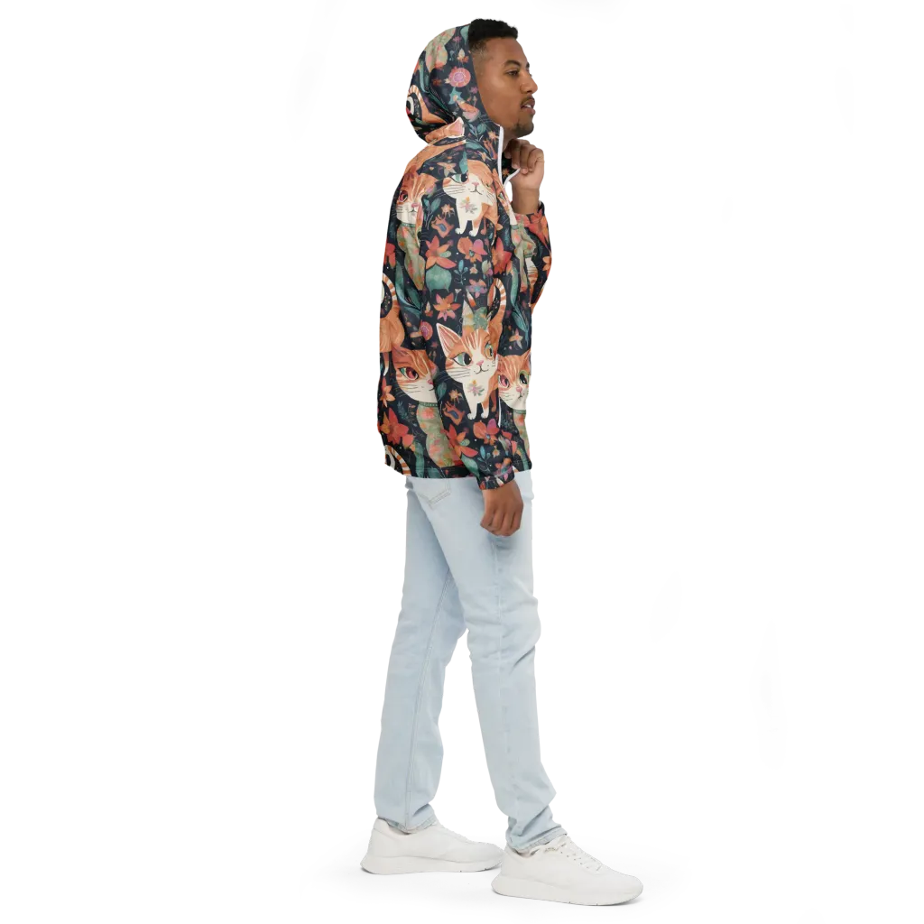 Moonlit Cat Garden on Men's Windbreaker — Right