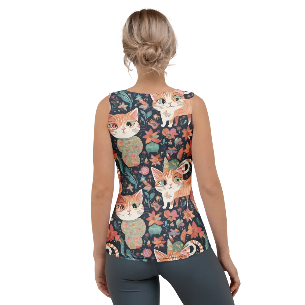 Moonlit Cat Garden on Women's Tank Top — Back