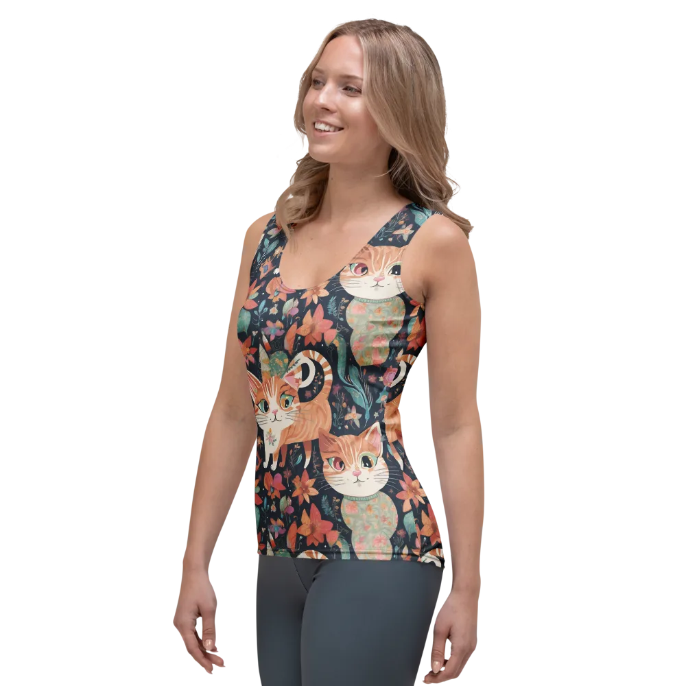 Moonlit Cat Garden on Women's Tank Top — Left Front