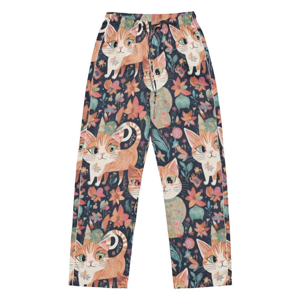 Moonlit Cat Garden on Women's Pajama Pants — Front