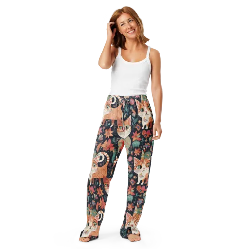 Moonlit Cat Garden on a Women's Pajama Pants