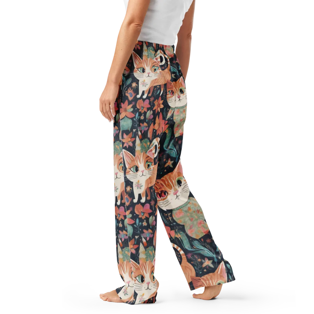 Moonlit Cat Garden on Women's Pajama Pants — Left