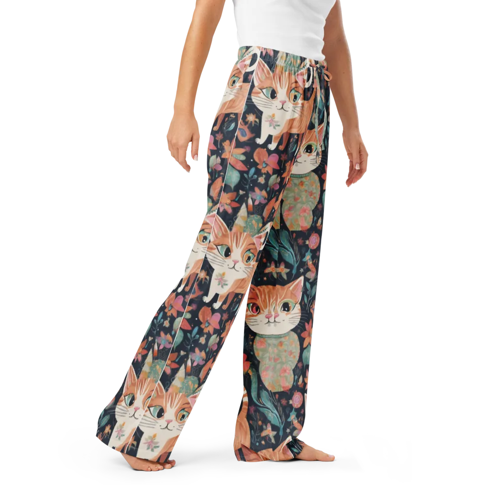 Moonlit Cat Garden on Women's Pajama Pants — Right Front