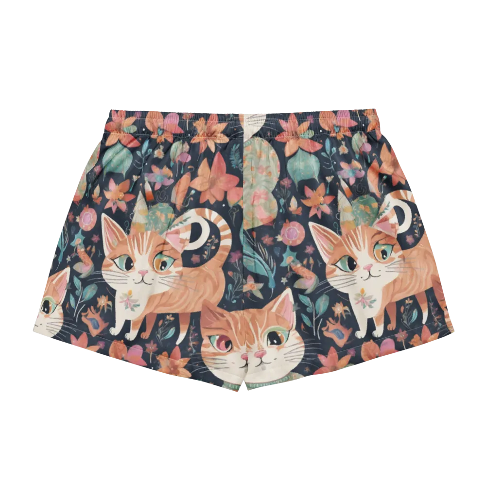 Moonlit Cat Garden on Women's Pajama Shorts — Back