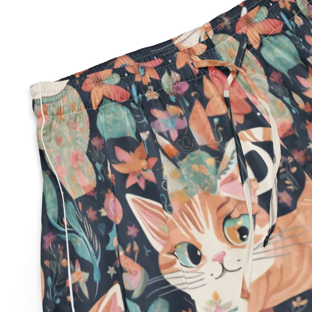 Moonlit Cat Garden on Women's Pajama Shorts — Product details