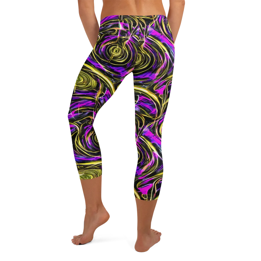 Ultraviolet Whirl on Capri Leggings — Back