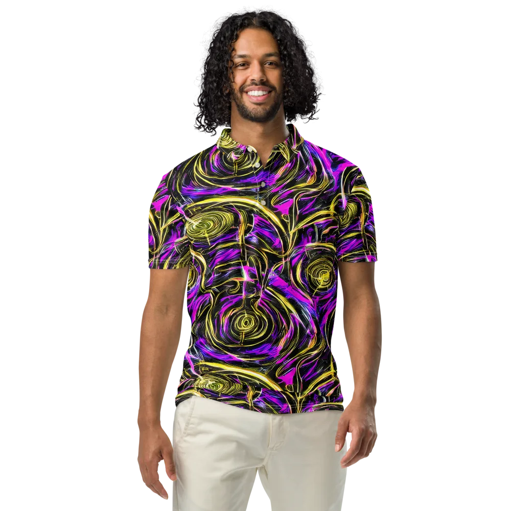 Ultraviolet Whirl on Men's Slim Fit Polo Shirt — Front