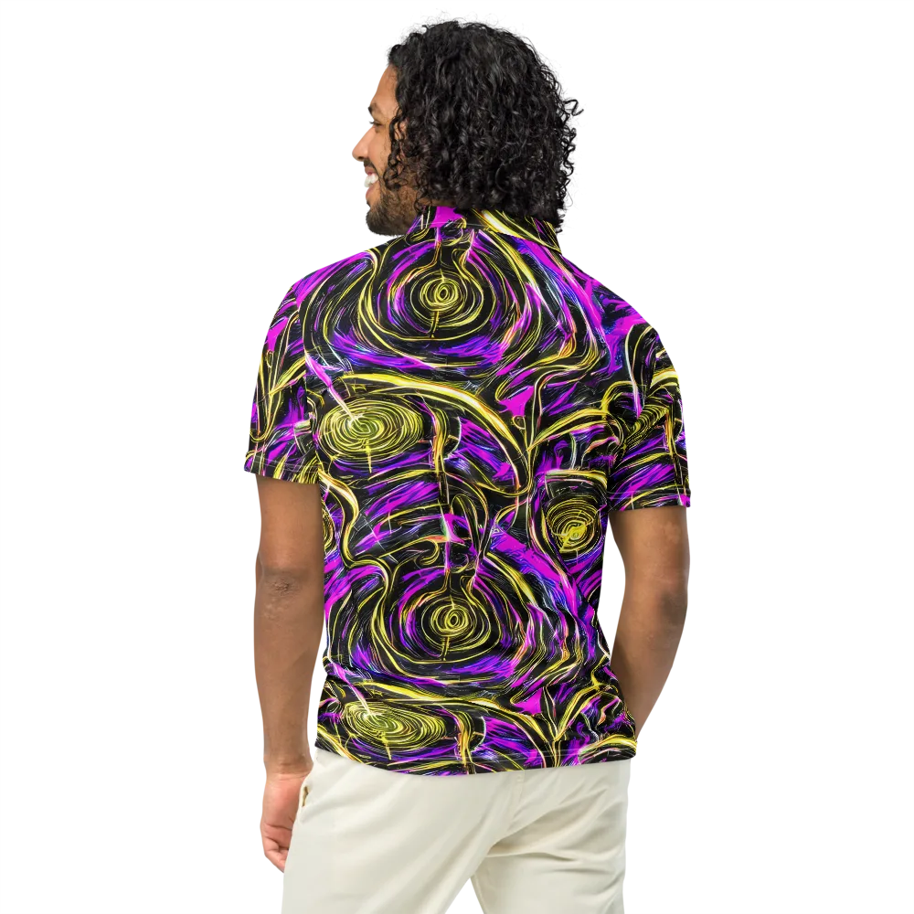 Ultraviolet Whirl on Men's Slim Fit Polo Shirt — Back