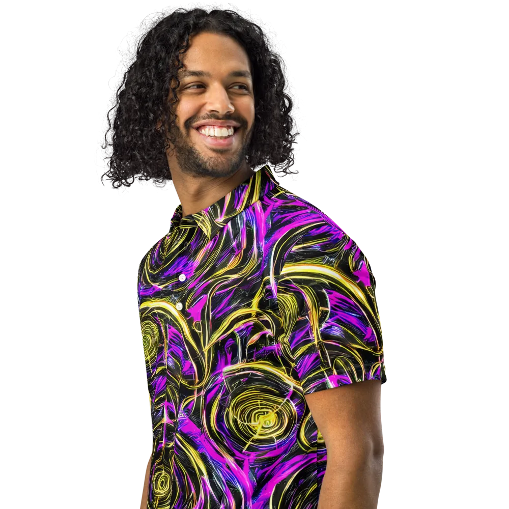 Ultraviolet Whirl on Men's Slim Fit Polo Shirt — Left Front