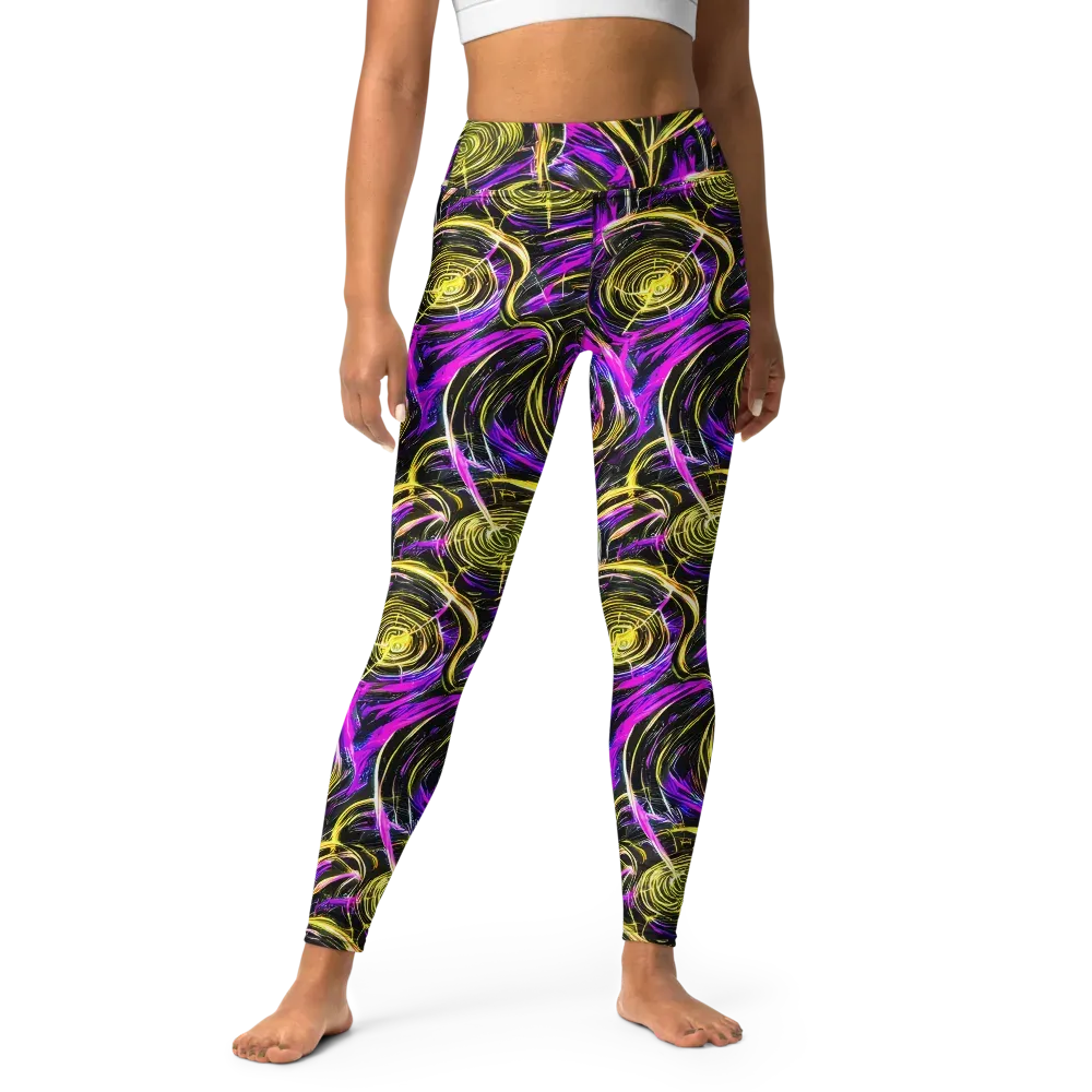 Ultraviolet Whirl on Yoga Leggings — Front
