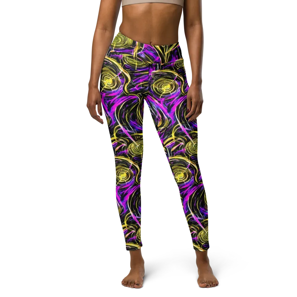 Ultraviolet Whirl on Yoga Leggings — Front