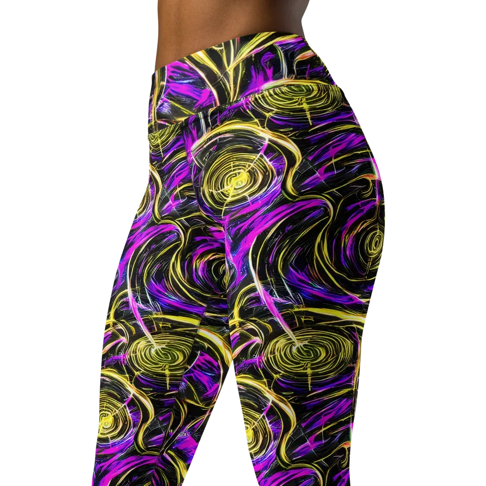 Ultraviolet Whirl on Yoga Leggings — Left Front