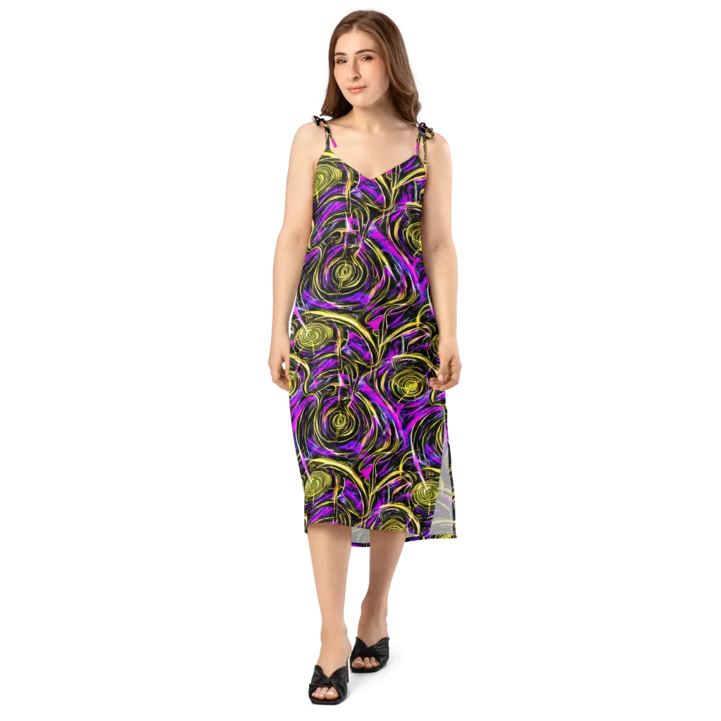Ultraviolet Whirl on Slip Dress — Front