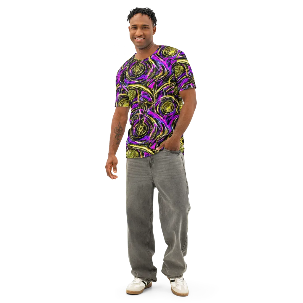 Ultraviolet Whirl on Men's Cotton Crew Neck T-Shirt — Front