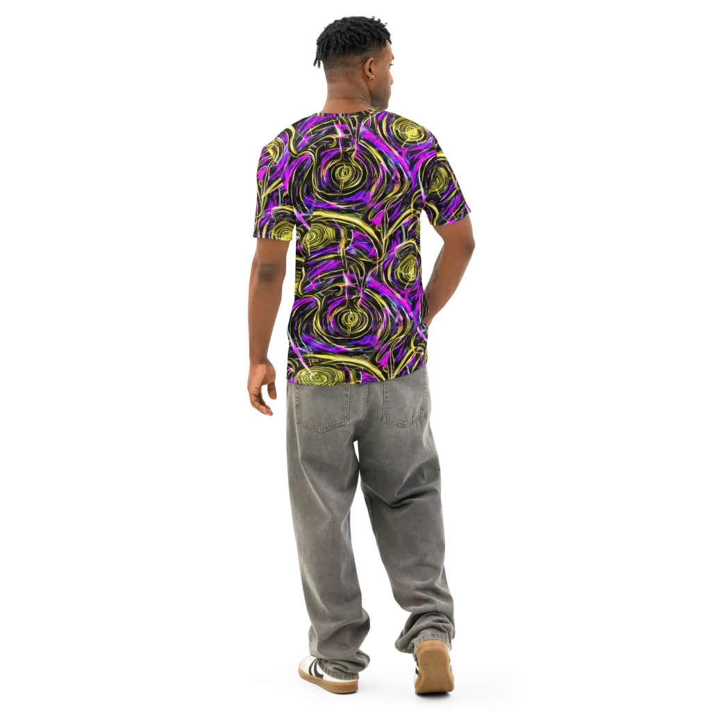 Ultraviolet Whirl on Men's Cotton Crew Neck T-Shirt — Back