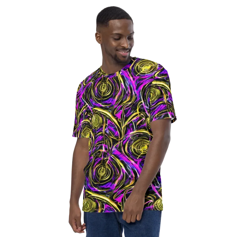 Ultraviolet Whirl on Men's Crew Neck T-Shirt — Left