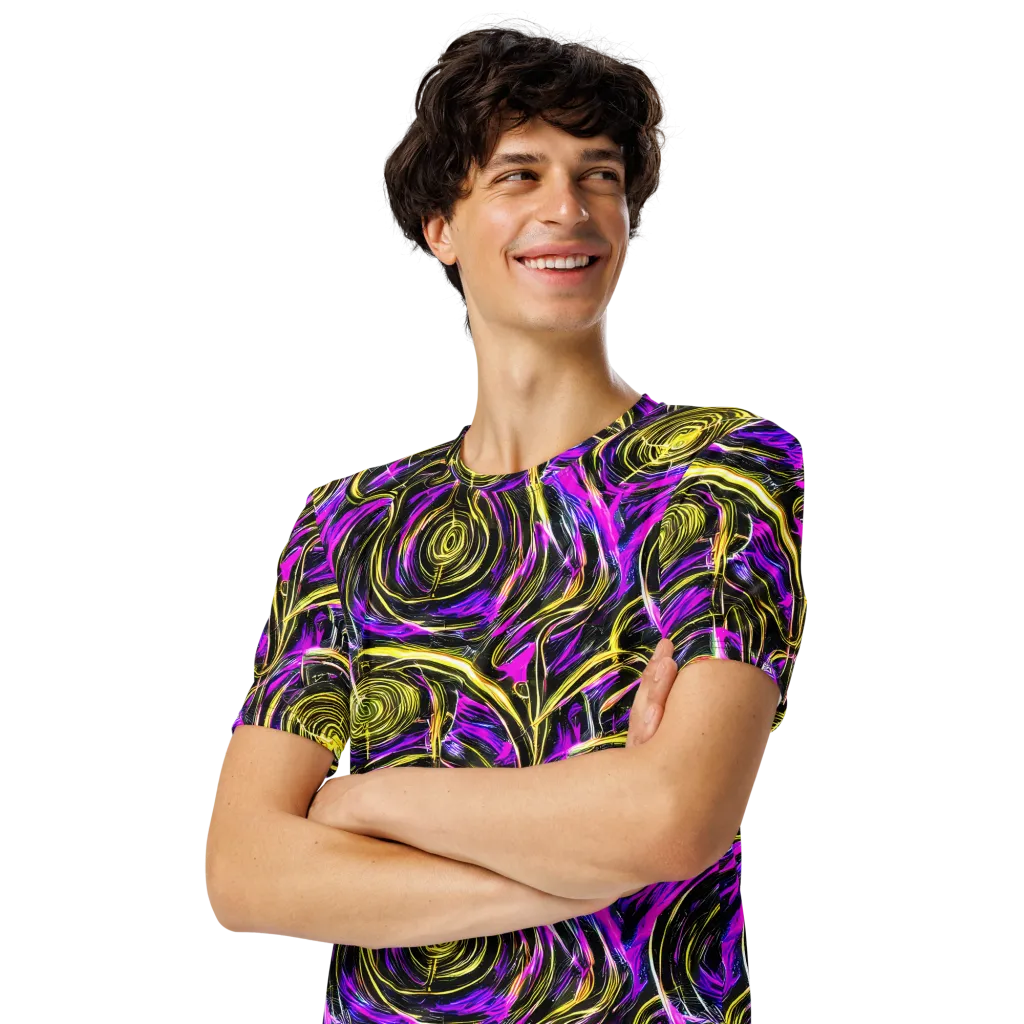 Ultraviolet Whirl on Men's Crew Neck T-Shirt — Left Front