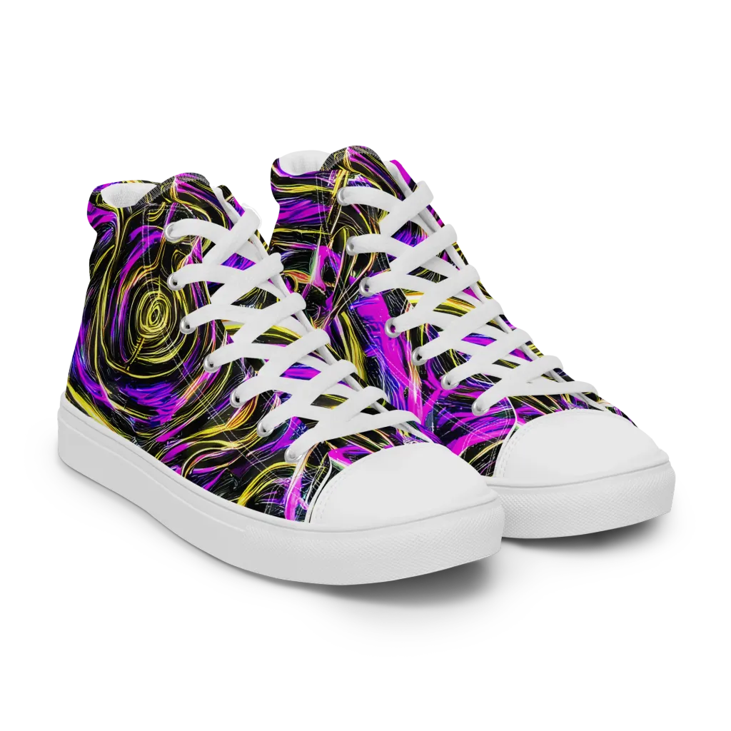 Ultraviolet Whirl on Men's High Top Canvas Shoes — Right Front