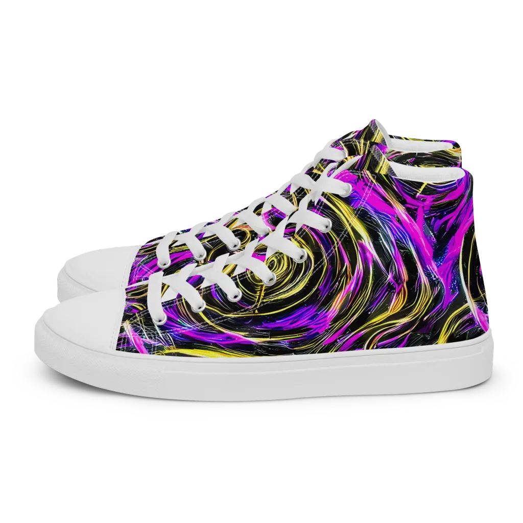 Ultraviolet Whirl on Men's High Top Canvas Shoes — Left