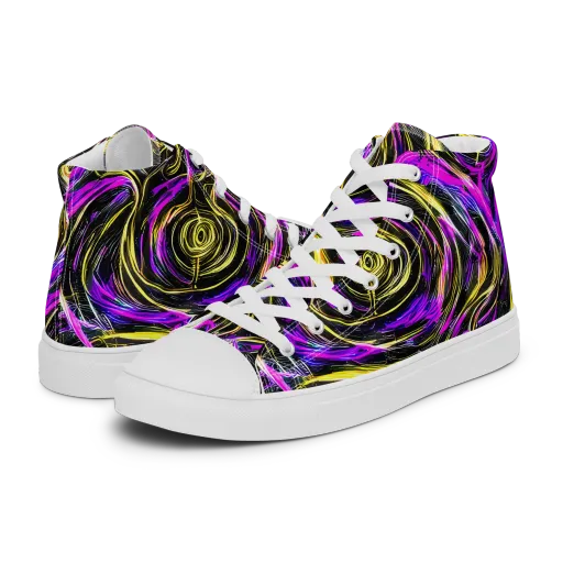 Ultraviolet Whirl on a Men's High Top Canvas Shoes