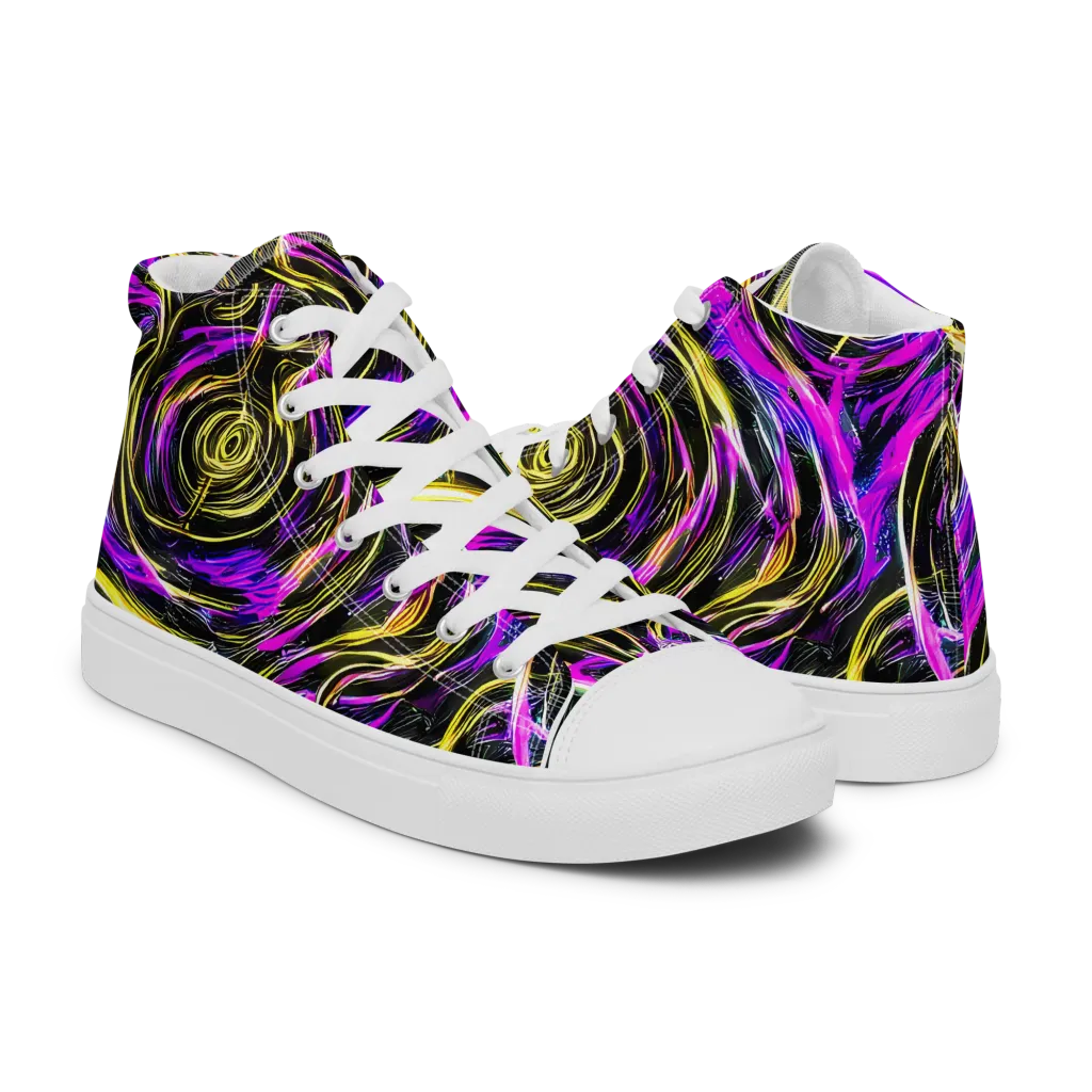 Ultraviolet Whirl on Men's High Top Canvas Shoes — Right