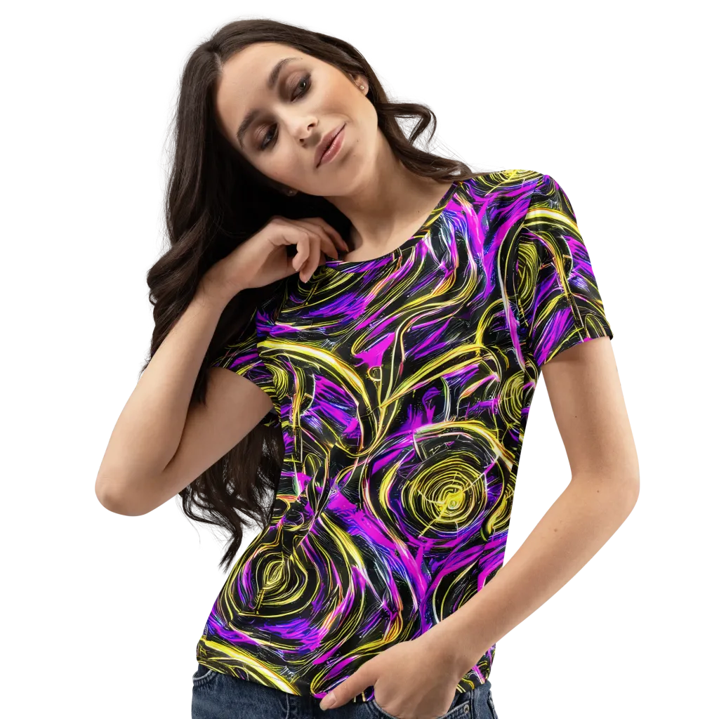 Ultraviolet Whirl on Women's Crew Neck T-Shirt — Left Front