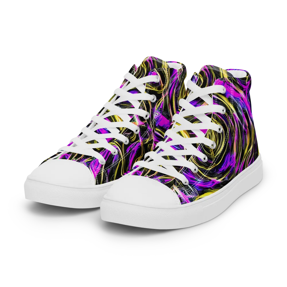 Ultraviolet Whirl on Women's High Top Canvas Shoes — Left Front