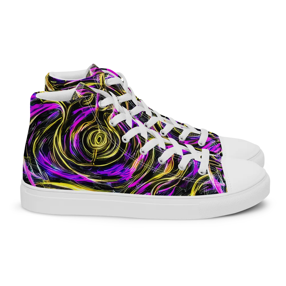 Ultraviolet Whirl on Women's High Top Canvas Shoes — Right