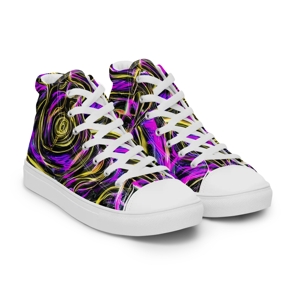 Ultraviolet Whirl on Women's High Top Canvas Shoes — Right Front
