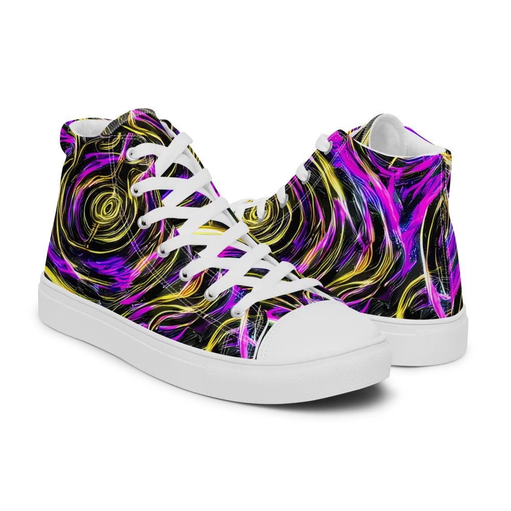 Ultraviolet Whirl on Women's High Top Canvas Shoes — Right