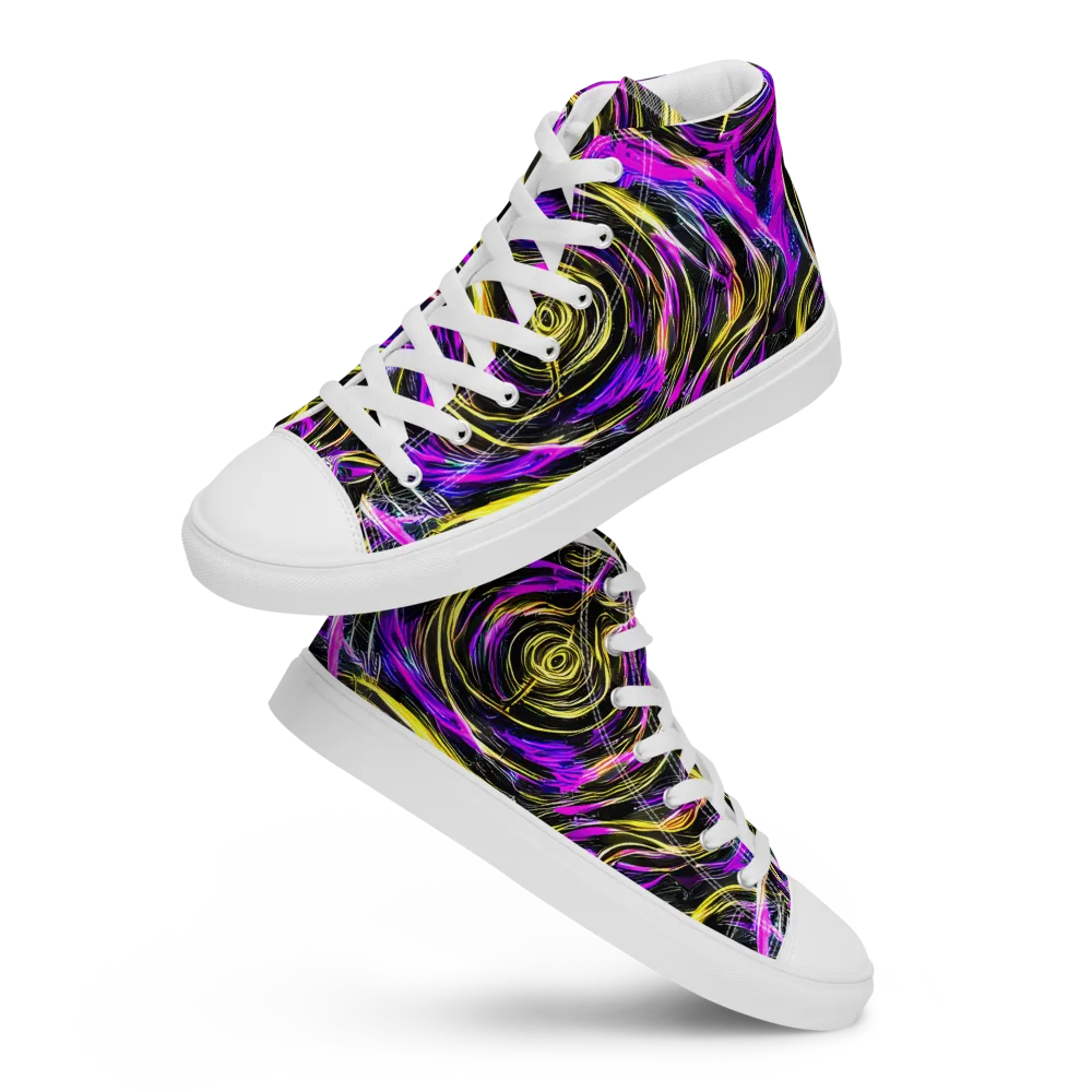 Ultraviolet Whirl on Women's High Top Canvas Shoes — Front