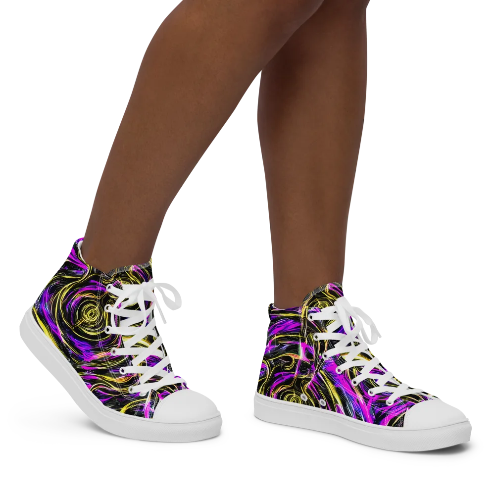 Ultraviolet Whirl on Women's High Top Canvas Shoes — Right