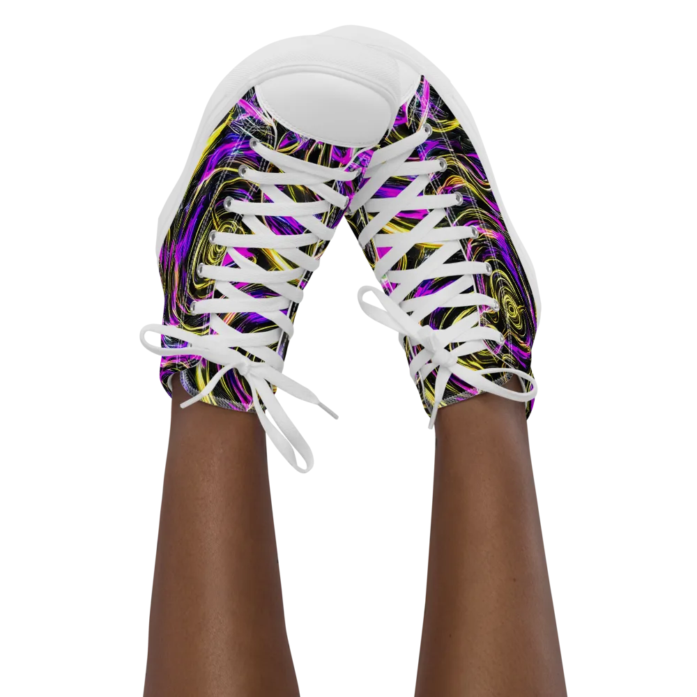 Ultraviolet Whirl on Women's High Top Canvas Shoes — Front