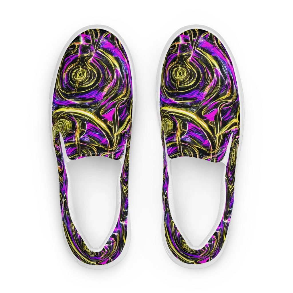 Ultraviolet Whirl on Men's Slip-On Canvas Shoes — Front