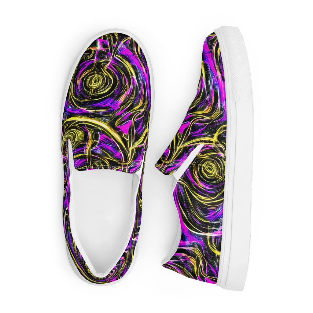 Ultraviolet Whirl on Men's Slip-On Canvas Shoes — Front